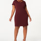 Connected Women's Plus Crisscross Sheath Dress Burgandy Size -16 W