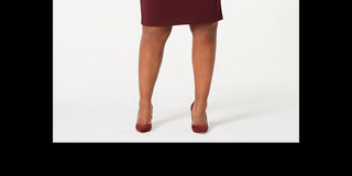 Connected Women's Plus Crisscross Sheath Dress Burgandy Size -16 W