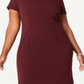 Connected Women's Plus Crisscross Sheath Dress Burgandy Size -16 W