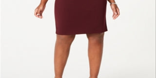 Connected Women's Plus Crisscross Sheath Dress Burgandy Size -16 W