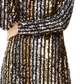 Vince Camuto Women's Sequined Striped Long Sleeve Jewel Neck Short Sheath Cocktail Dress Yellow Size 10