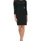 TOMMY HILFIGER Women's 3/4 Sleeve Knee Length Sheath Dress Black Size 8