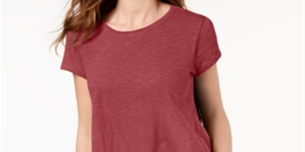 Style & Co Women's Handkerchief Hem T-Shirt Red Size Small