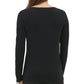Calvin Klein Women's Eyelet Long Sleeve Jewel Neck Top Black Size X-Small