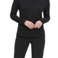 Calvin Klein Women's Eyelet Long Sleeve Jewel Neck Top Black Size X-Small