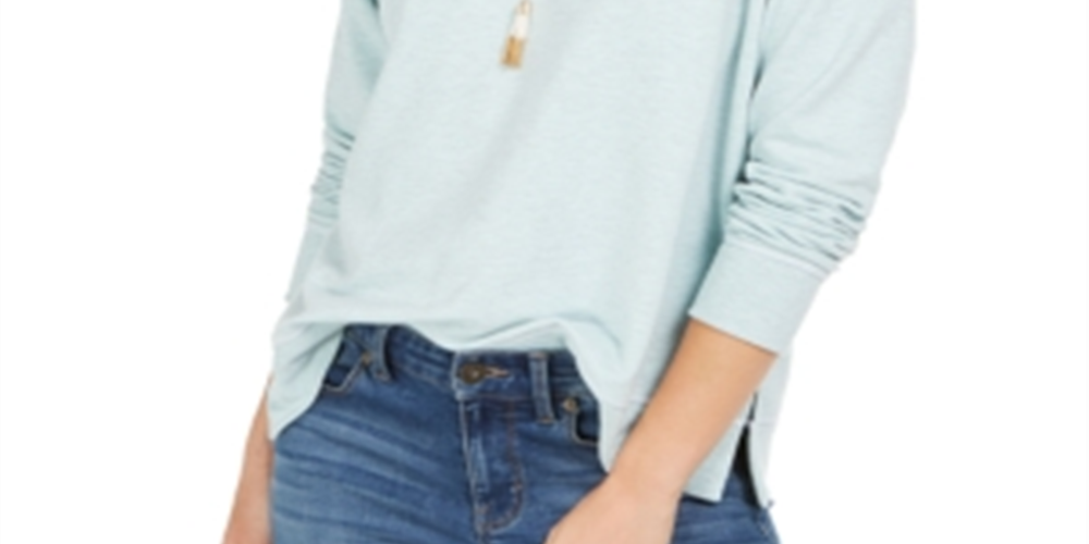 Style & Co Women's Contrast Stitched Sweatshirt Green Size Large