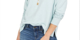 Style & Co Women's Contrast Stitched Sweatshirt Green Size Large