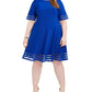 Jessica Howard Women's Plus Illusion-Detail Fit & Flare Dress Blue Size 18W