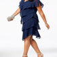 SL Fashions Women's Plus Tiered Shift Dress Wine Size 16W
