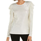 INC Women's Puff Sleeve Shine Party Top Gold Size  L