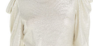 INC Women's Puff Sleeve Shine Party Top Gold Size  L