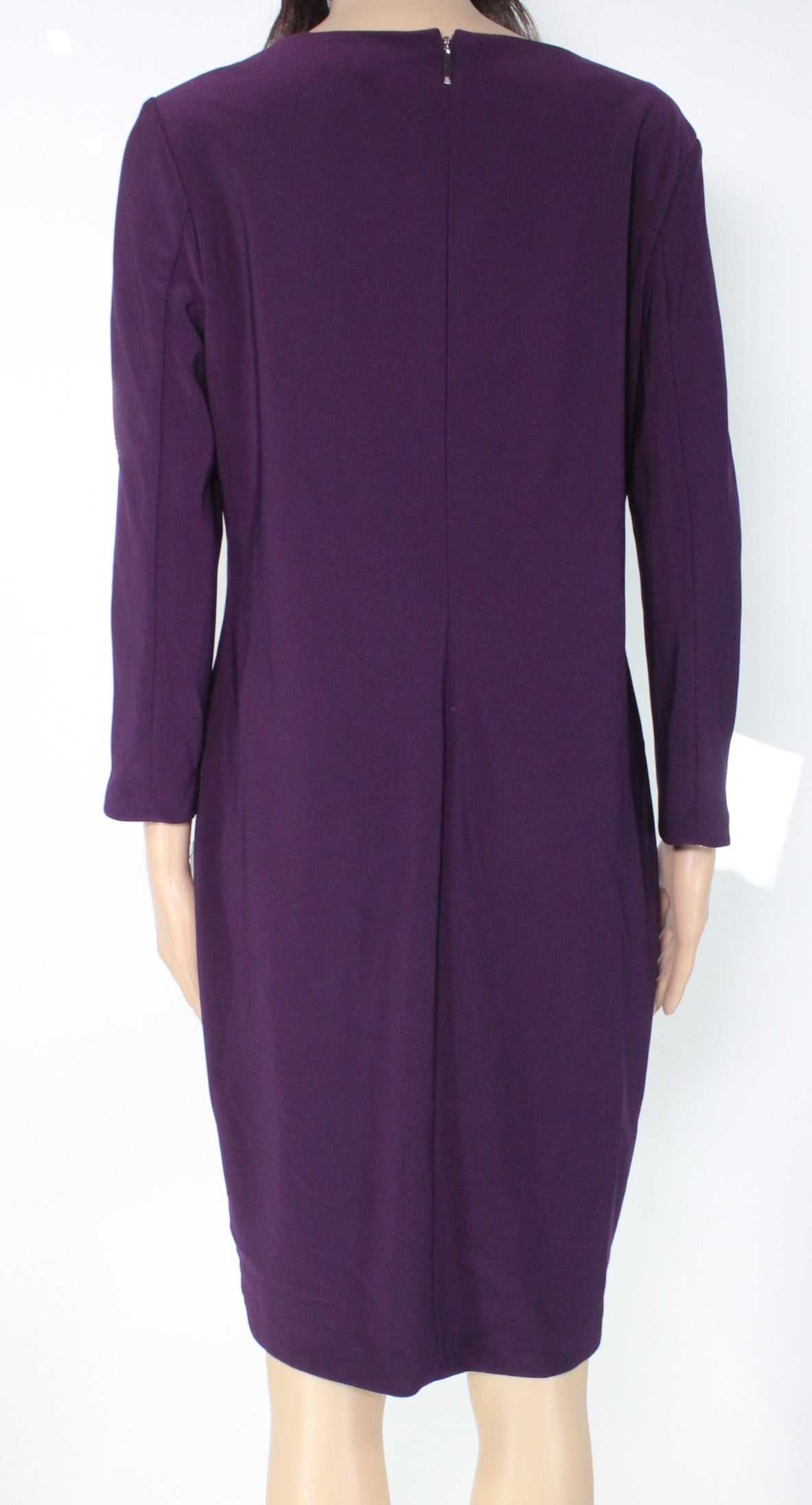 Lauren Ralph Lauren Women's Petite Snapped-Shoulder Jersey Dress Raisin Purple Size 12 P