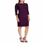 Lauren Ralph Lauren Women's Petite Snapped-Shoulder Jersey Dress Raisin Purple Size 12 P
