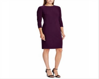 Lauren Ralph Lauren Women's Petite Snapped-Shoulder Jersey Dress Raisin Purple Size 12 P