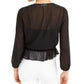 Bar III Women's Swiss Dot Sheer Surplice Top Black Size Small