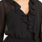 Bar III Women's Swiss Dot Sheer Surplice Top Black Size Small
