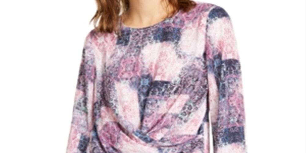 INC International Concepts Women's Keyhole Twist Front Blouse Pink Size Small