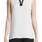 Anne Klein Women's Split Neck Sleeveless Top White Size Small