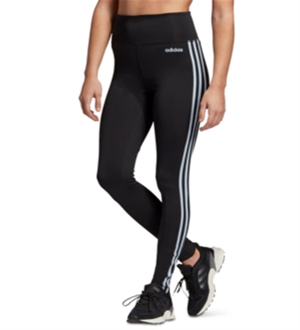 Adidas Women's Design 2 Move 3 Stripe High Rise Leggings Black Size XX-Small
