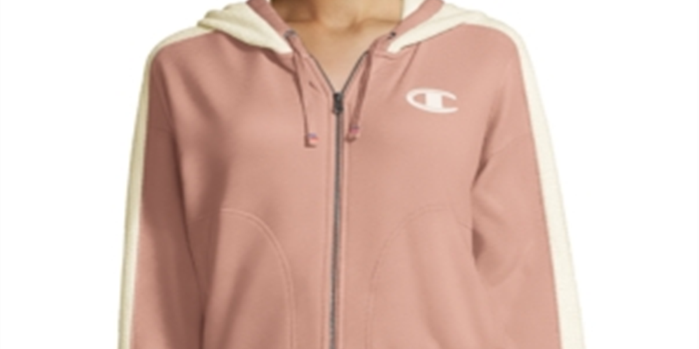Champion Women's Heritage Herringbone Zip Hoodie Pink Size Medium