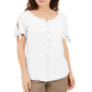 Karen Scott Women's Button Front Top White Size X-Small