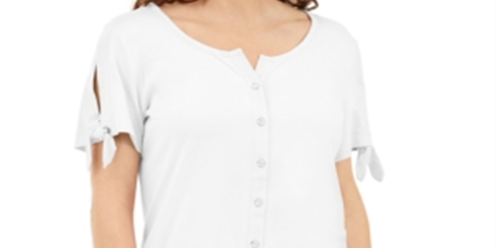 Karen Scott Women's Button Front Top White Size X-Small