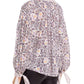 Rebecca Taylor Womens Purple Textured Floral Long Sleeve Mandarin Collar Wear to Work Blouse 10