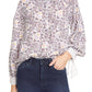 Rebecca Taylor Womens Purple Textured Floral Long Sleeve Mandarin Collar Wear to Work Blouse 10