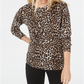 Michael Kors Women's Leopard Print Sweater Brown Size Petite S