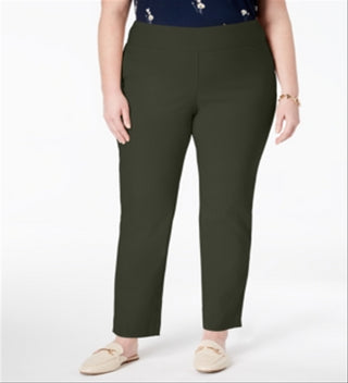 Charter Club Women's Plus Cambridge Tummy Control Pull on Pants Green Size 24W