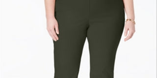 Charter Club Women's Plus Cambridge Tummy Control Pull on Pants Green Size 24W