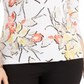 JM Collection Women's Floral Print Scoop Neck Jacquard Top White Size Small