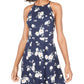BCX Women's Juniors Sleeveless Halter Mini Dress Navy Floral Size Small