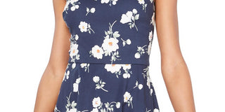 BCX Women's Juniors Sleeveless Halter Mini Dress Navy Floral Size Small