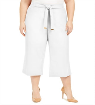 Calvin Klein Women's Plus Tie Waist Cropped Pants White Size 1X