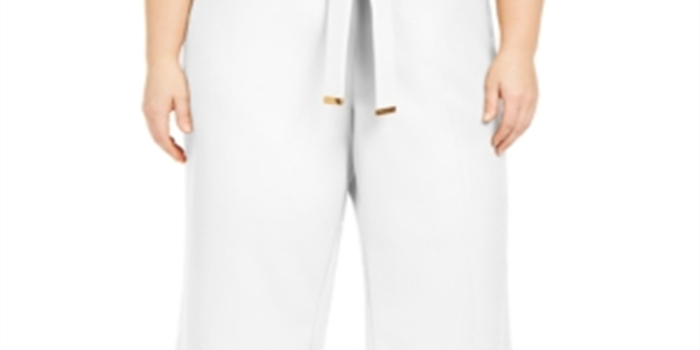 Calvin Klein Women's Plus Tie Waist Cropped Pants White Size 1X