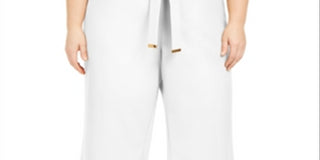 Calvin Klein Women's Plus Tie Waist Cropped Pants White Size 1X