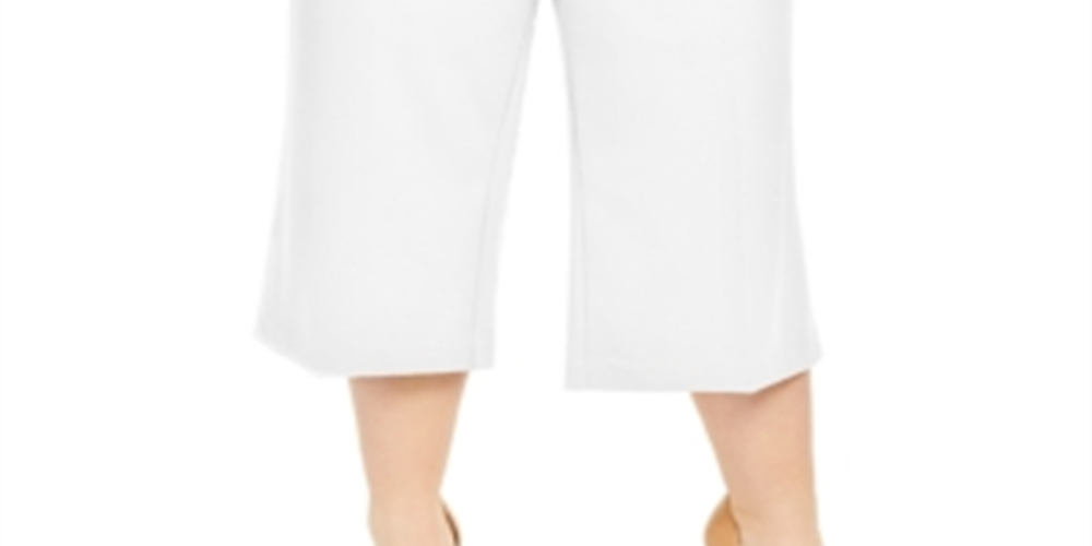Calvin Klein Women's Plus Tie Waist Cropped Pants White Size 1X