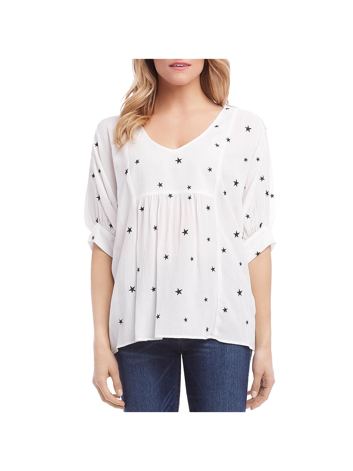 Karen Kane Women's Boho Ruffled Peasant Top White Size X-Large