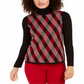 Anne Klein Women's Argyle Long Sleeve Turtle Neck Sweater Black Size Large