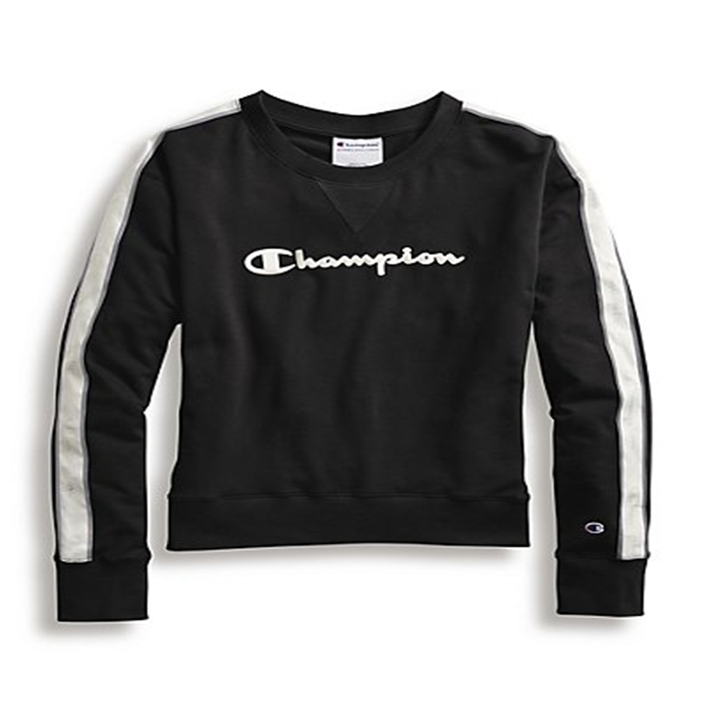 Champion Women's Heritage Fleece Crew Shirt Black Size Large