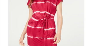 Ultra Flirt Women's Tie Dye Mini Shirtdress Red Size Medium