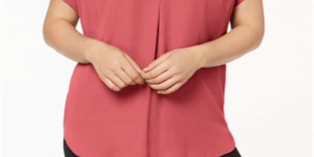 INC International Concepts Women's Mixed Media Dolman Sleeve Top Blue Size 0X