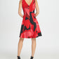 DKNY Women's Zippered Printed Sleeveless Jewel Neck Above the Knee Fit Flare Cocktail Dress Black Size 2
