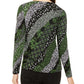 Michael Kors Women's Printed Long Sleeve V Neck Top Green Size Medium