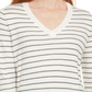 Maison Jules Women's Skinny Striped Pullover Sweater White Size Small