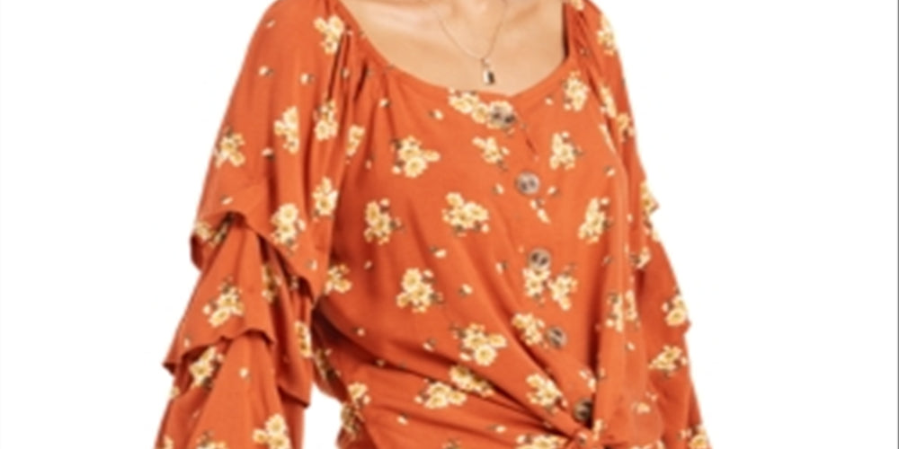 Crave Fame Junior's Tie Front Blouse Blush Size M