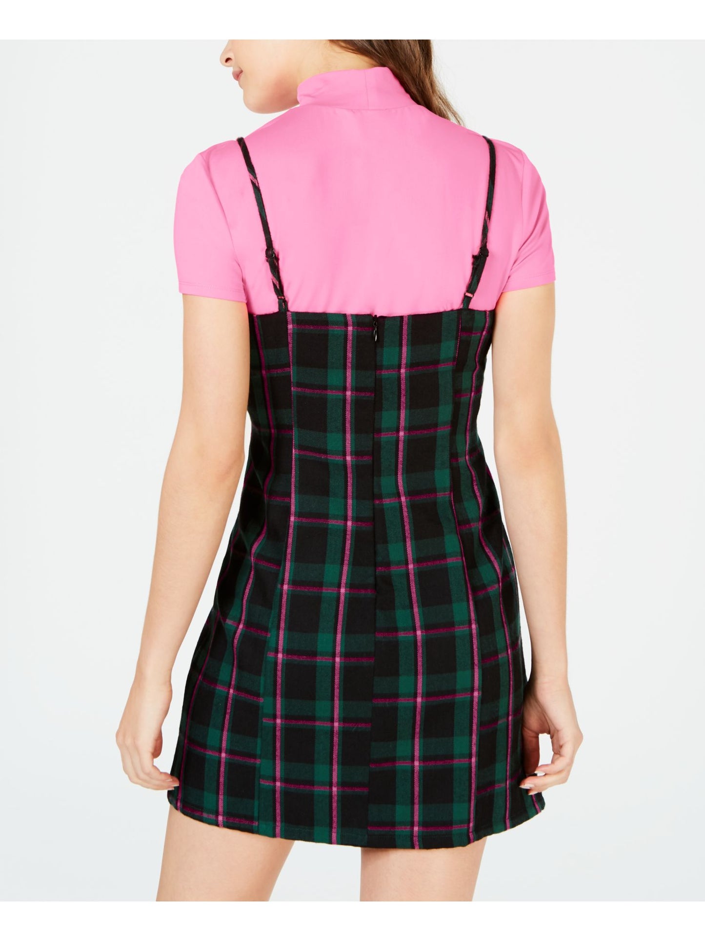 Common Stitch Women's 2 Piece Short Sleeve Turtle Neck Above the Knee Body Con Dress Pink Size X-Large