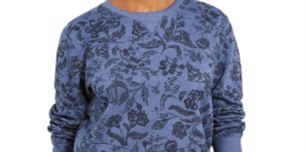 Karen Scott Women's Sport Twilight Printed Sweatshirt Blue Size XS