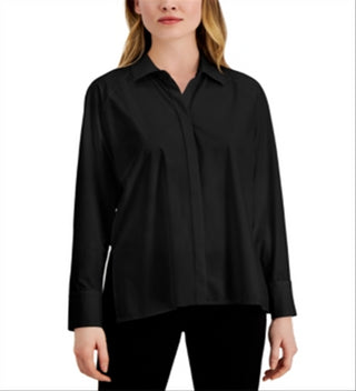 Alfani Women's Side Slit Long Sleeve Top Black Size Medium